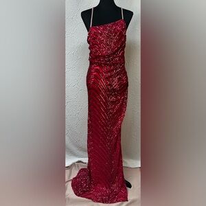 Minuet-Pink Sequin Bling Straps Cocktail Dress (L) ‼️NWT‼️